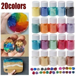 Temu 20 Colors Resin Epoxy Dye Pigment Powder Mica Mineral Powder Epoxy Pigment For Paint, Soap Making Silicone Mold Casting Diy Handmade Tool Set