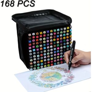 Temu 36/48/60/80/120pcs Oily Double-headed Color Markers Art Painting Pens Hand-painted Design Set Student Color Pens Student's Stationery Set Black