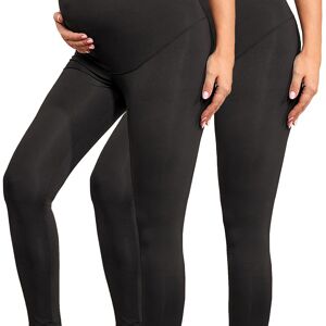 Temu 2pcs Women's Maternity Solid Leggings Slim Fit Medium Stretchy Yoga Sports Pants For Pregnant Women Dark Grey L(8/10)