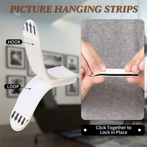 Temu 12pairs/24strips S/m/l White Tape Damage-free Picture And Frame Hanging Strips Wall Sticker Hook Value Pack Picture Hanging Strips For Shops&stores&hotels  S*5