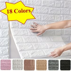 Temu 5/10/20pcs 3d Foam Soft Brick Adhesive Pattern Wall Sticker Waterproof Wallpaper Peel And Stick Wall Panel Home Decor Living Room Bathroom Kitchen Bedding Room 13.78*13.78inch Rock Yellow 20pcs