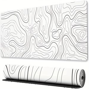 Temu Topographic Mouse Pad, White Extended Gaming Mouse Pad, Topographic Desk Mat Laptop Waterproof Desk Decor For Work, Game, Office, Home - Topographic Contour  35.7*15.4inch