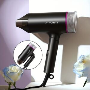 Temu Foldable Ion Hair Dryer, High Power Electric Hair Dryer, Household Hair Care Hair Dryer, Strong Wind And Low Noise, Portable Hair Dryer Black