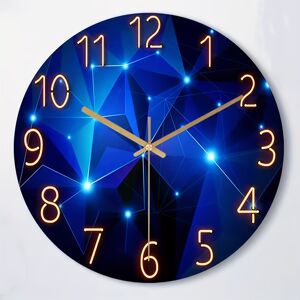 Temu 1pc Wall Clock, 12inch Geometric Design Clock, Tempered Glass Silent Movement Deep Blue Silent Quartz Clock Wall Watch Silent Clock Wall Clock For Living Room, Fall Halloween Decor, Xams Gift