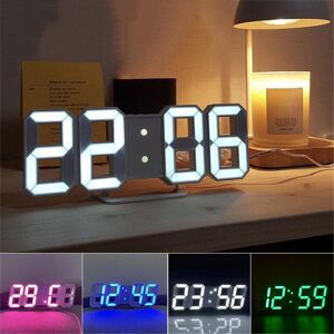 Temu 1pc 3d Led Digital Clock, Bedroom Led Clock For Home Decor white+Black-white