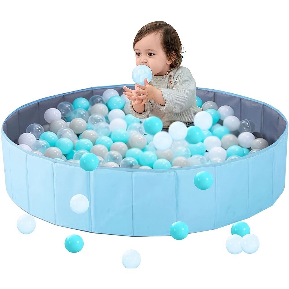 Temu Foldable Ball Pit For Kids, Kids Play Ball Pool, Baby Play Yard, Portable Ocean Ball Pit Pet Pool Sand Box Game Room, Ball Play Pit Baby Toddler Playpen Blue 31.5in (80cm)