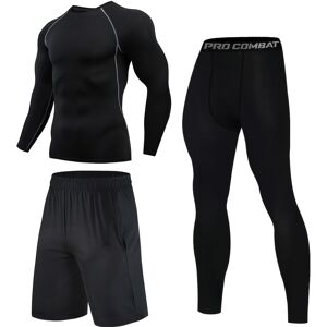 Temu 3pcs Quick-drying Men's Sports Suit For Casual And Fitness Training Black S(36)