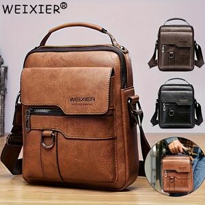 Temu Weixier 1/2pcs Crossbody Bag, Men's Shoulder Bag, Retro Faux Leather Vertical Business Casual Satchel Bag, Men's Gift For Father/anniversary White