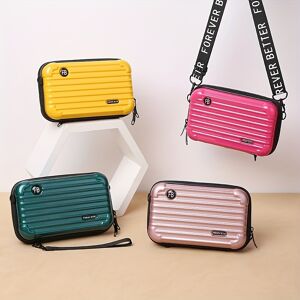 Temu Stylish Suitcase Design Shoulder Bag, Zipper All-match Zipper Coin Purse, Portable Crossbody Bag Two Packs Of Black And Yellow