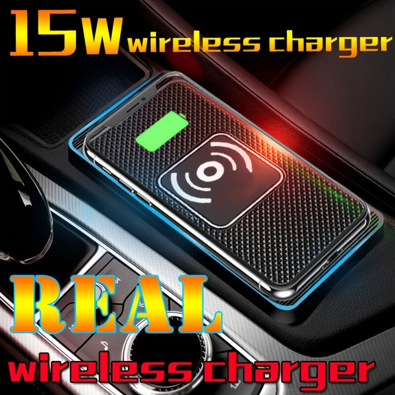 Temu Wireless Car Charger Charging Pad 15w Non Slip Qi Fast Charger For Car Wireless Phone Charger Android For Iphone 11/12/13/14 Pro Max Xs, For