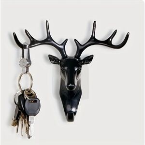 Temu 1pc, Deer Horn Hook Home Decoration Sticky Hook Wall Mounted Shelf Wall Hanging Creative Wall Personalized Deer Head Wall Key Holder White