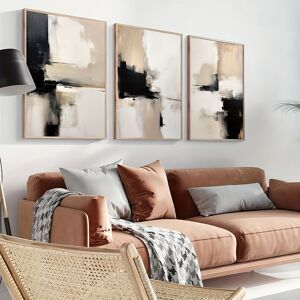 Temu Set Of 3 Contemporary Abstract Art Painting, Black Beige Minimalist Wall Poster, Canvas Print, Modern Home Living Room Bedroom Office Room Decoration, No Frame  19.7x27.6inch/50x70cm