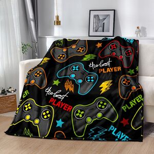 Temu 1pc Flannel Blanket, Gamepad Pattern Blanket, Cozy Warm Soft Blanket For Sofa Office Bed And Travelling  60inX80in(150cmX200cm) + Free Storage Bag