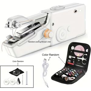 Temu 1pc Handheld Portable Sewing Machine Multifunctional Mini Electric Sewing Machine Manual Sewing Machine