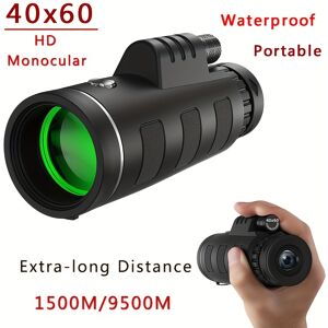 Temu 40x60 Portable High Magnification Hd Monocular Telescope 10x Magnification Bak4 Prism Suitable For Outdoor Travel Camping Hunting Bird-watching Festival Gifts Black