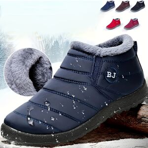 Temu Women's Fleece Lining Snow Boots, Waterproof Slip On Thermal Ankle Boots, Winter Warm Plush Short Boots Red 11
