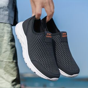 Temu Men's Casual Breathable Lightweight Mesh Slip On Walking Shoes, Casual Outdoor Anti-skid Sneakers Driving Shoes Black 8