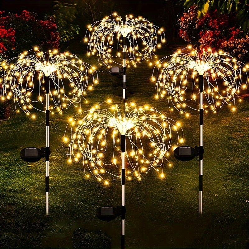 Temu 60/90/150/200 Led 8 Lighting Modes Solar Lights, Outdoor Waterproof Ramadan Solar Lights Garden Lamp Colored Light