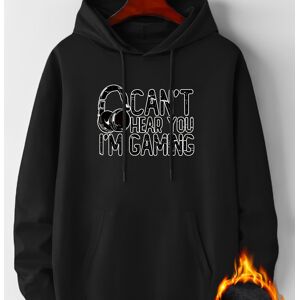 Temu I'm Gaming Letter Print, Hoodies For Men, Graphic Sweatshirt With Kangaroo Pocket, Comfy Trendy Hooded Pullover, Mens Clothing For Fall Winter Black S(36)