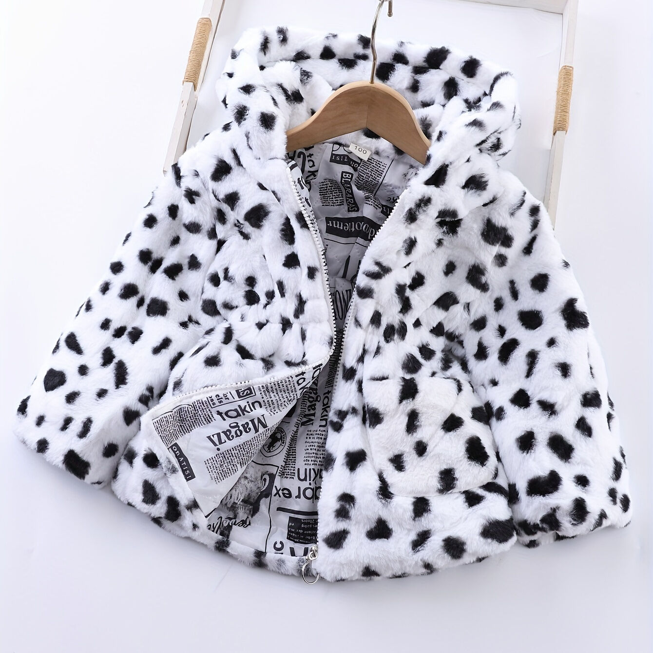 Temu Girl's Leopard Print Fleece Hooded Coat For Winter, Casual Cool Jacket For Girls, Kids Clothing Dark Grey 9-10Y