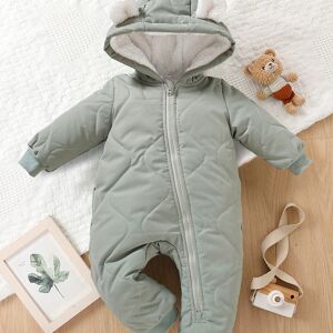 Temu Infant Hooded Thick Romper Long Sleeve Zipper Thermal Jumpsuit, Babies & Kids Coat Grey 12-18M
