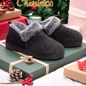 Temu Women's Cozy Plush Household Shoes, Fuzzy Fleece Liner Package Heel Memory Foam Slip-on Shoes, Women's Footwear Black 9