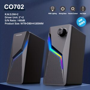 Temu Rgb Desktop Speakers, 2.0ch Stereo Pc Computer Gaming Speakers 6w Multimedia Monitor Speakers, Volume Control, Usb Powered With 3.5mm Cable Black