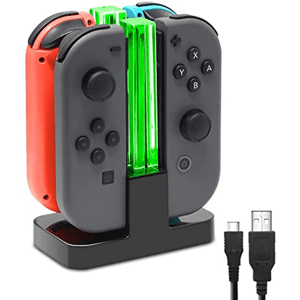 Temu Charging Dock Compatible With Switch For Joy Con & Oled Model Controller With Lamppost Led Indication, Charger Stand Station Compatible With Joy Cons With Charging Cable