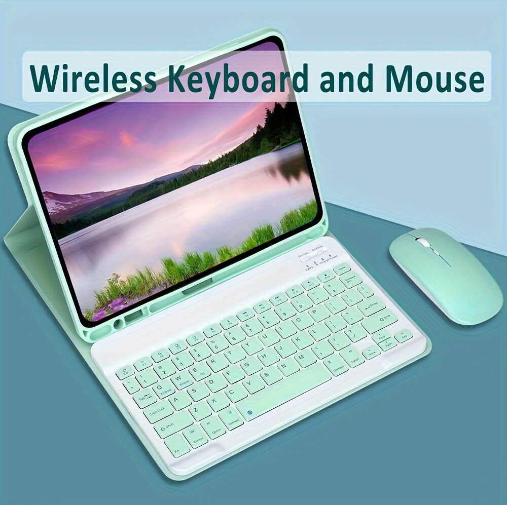 Temu Wireless Keyboard And Mouse For Android/ios/samsung/xiaomi Tablet For Air Pro Mini English Keyboard Purple