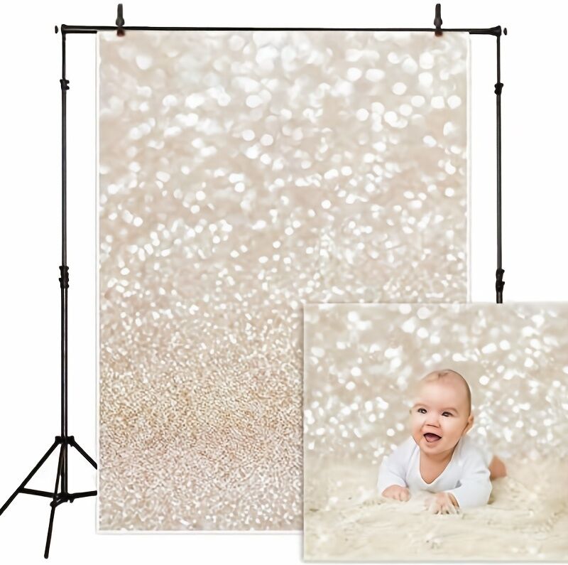 Temu 1pc Ivory Golden Style Bokeh Photography Backdrop Golden Spots Shinning Sparkle (not Glitter) Sand Scale Halo Still Life Golden Background Newborn Baby Portrait Photo Studio Photobooth Props/vinyl silvery W59inch*78.7inch