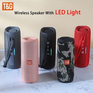 Temu T&g365 Bt Speaker With Led Lights, Portable Wireless Speaker, Built-in Mic, Loud Stereo Sound, Support , Micro Sd\tf Card, For Pc, Cell Phones Camouflage Color