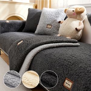 Temu 1pc Thickened Plush Sherpa Sofa Cushion-dog-friendly Sofa Cover-suitable For Bedroom Office Living Room Decoration Furniture Protection Cover Light Grey Backrest 35.4x35.4inch/90x90cm