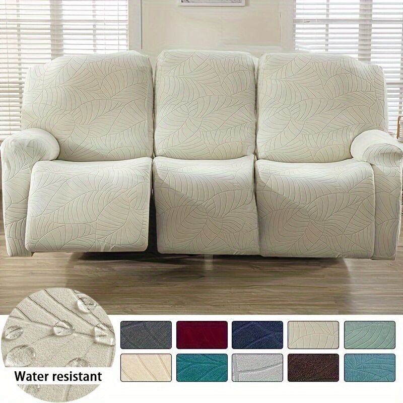 Temu 4/6/8pcs Anti-splashing Recliner Slipcover Set, Jacquard Large Leaf Pattern Sofa Cover, Stretch Furniture Protector For Bedroom Office Living Room Home Decor Beige For 1-Seat