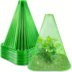 Temu 10pcs/20pcs/30pcs Garden Cloches For Plants, Reusable Plant Bell Cover, Protects Plants From Birds, Frost, Snails Etc, Gardening & Lawn Care Grass Green