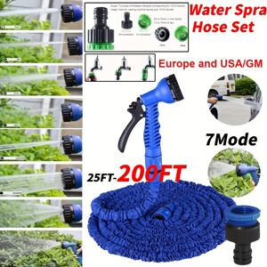 Temu 1pc Expandable Garden Hose Flexible Water Hose With 7 Function Nozzle Lightweight Retractable Garden Hose For Outdoor, 25ft-200ft Blue 200FT