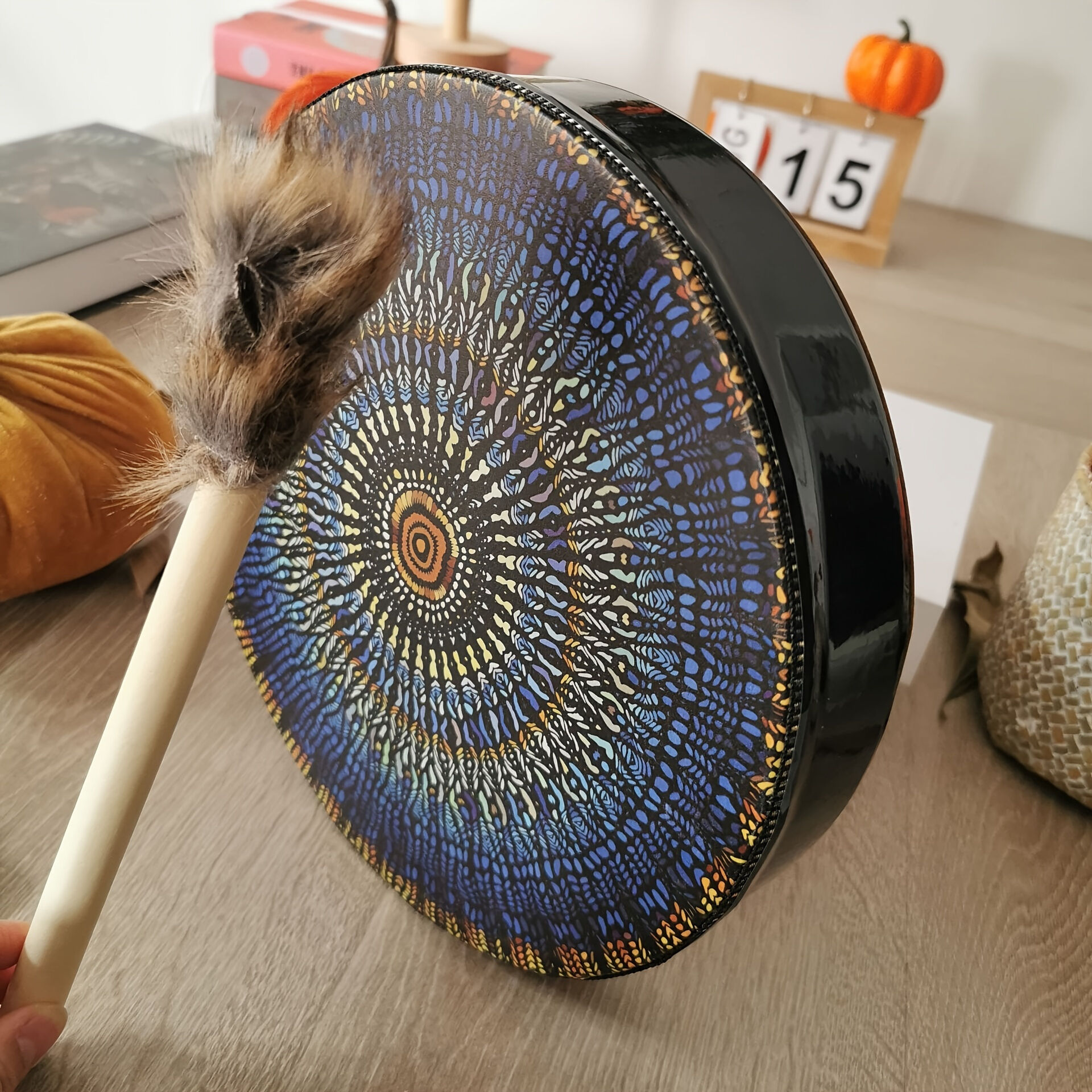 Temu 1set Handcrafted Percussion Drums With Unique Mosaic Design - Perfect For Professional Musicians And Beginners Alike Mosaic pattern drum