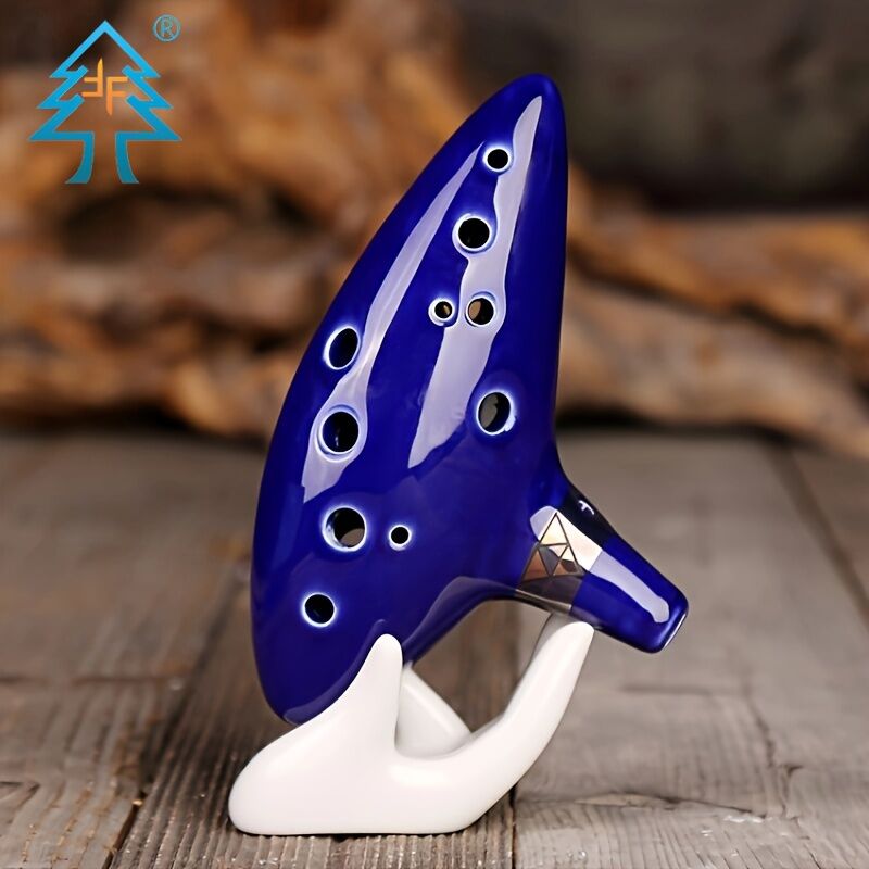 Temu Legend Of Ocarina Flute: 12-hole Ceramic Alto C Music Instrument Dark Blue