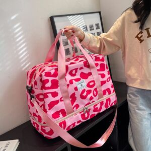 Temu Leopard Pattern Travel Duffle Bag, Nylon Large Capacity Sports Gym Bag, Lightweight Carry On Luggage Pink