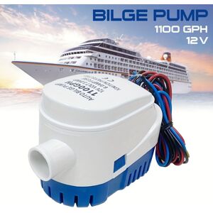 Temu 12v Bilge Pump 1100gph Automatic Boat Marine Water Pump Submersible Yacht Boat Motor Seaplane Houseboat Pump White+Blue