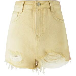 Cubic Raw Edge Distressed Mini Shorts Yellow L female