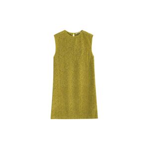 Cubic Round Neck Sleeveless A-line Dress Green S female