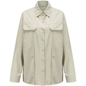 Cubic Faux Pocket 100% Cotton Shirt Beige UN female