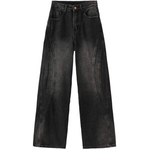 Cubic Vintage Style Straight leg Denim Jeans Black Small female