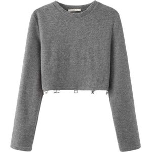 Cubic Long Sleeve Crop Top Gray S female