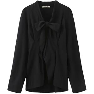 Cubic Classic Neck Tie Blouse Black S female