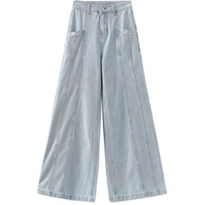 Cubic Front Stitch Wide Leg Jeans Light Blue L female