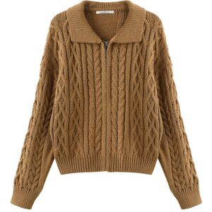 Cubic Lozenge and Cable Knit Zip Up Cardigan Sienna UN female