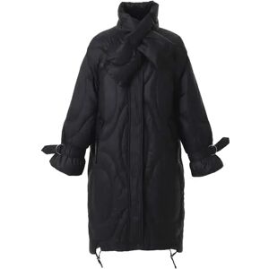 Cubic Long Duck Down Coat With Scarf Black S female