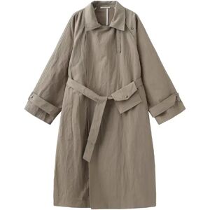 Cubic Large Lapel Long Trench Coat Khaki UN female