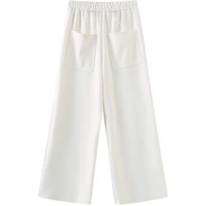 Cubic Double Drawstring Wide Leg Joggers White L female